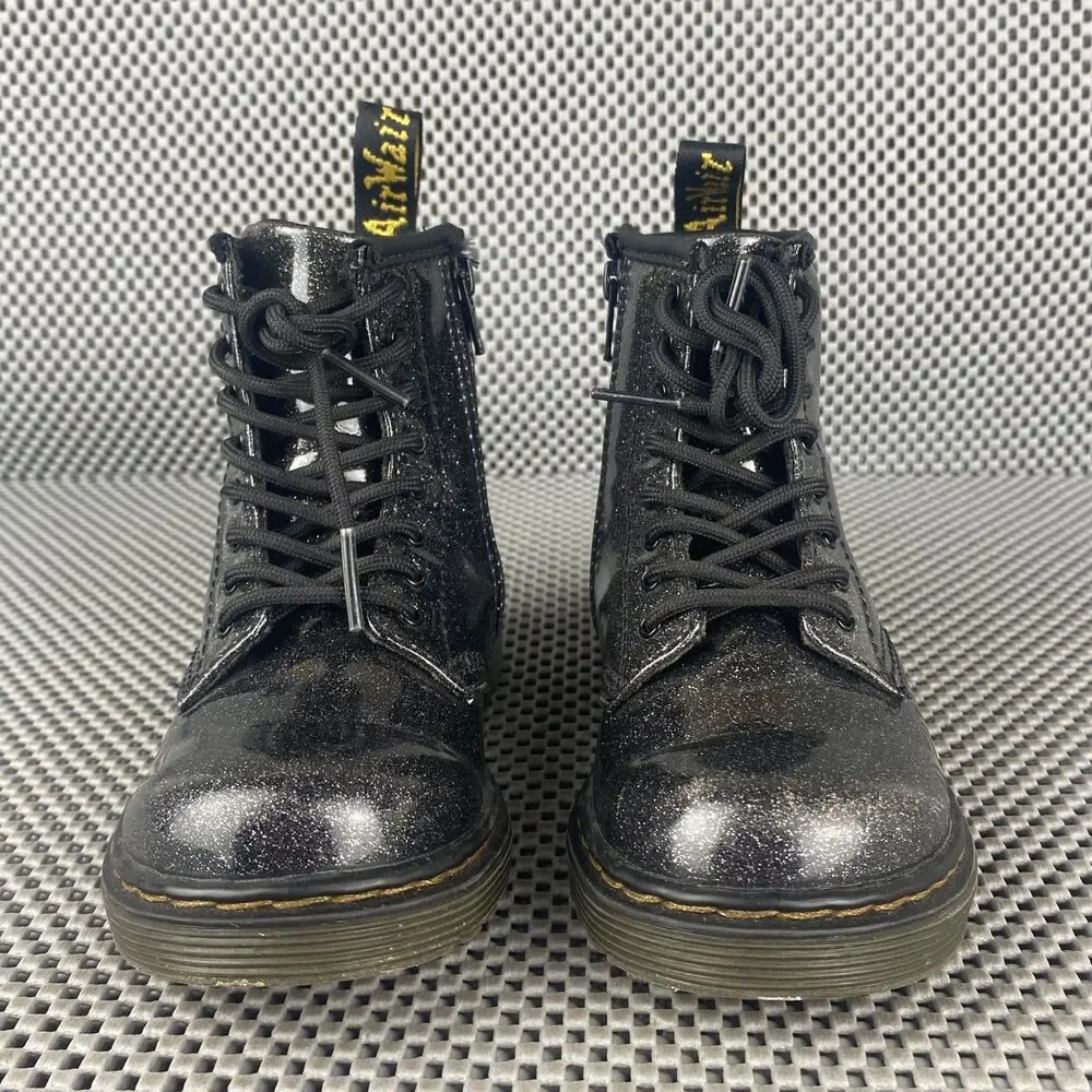 Dr Martens 1460 Nebula Glitter Boots Kids Toddler Size 10 Black Zipper Casual
